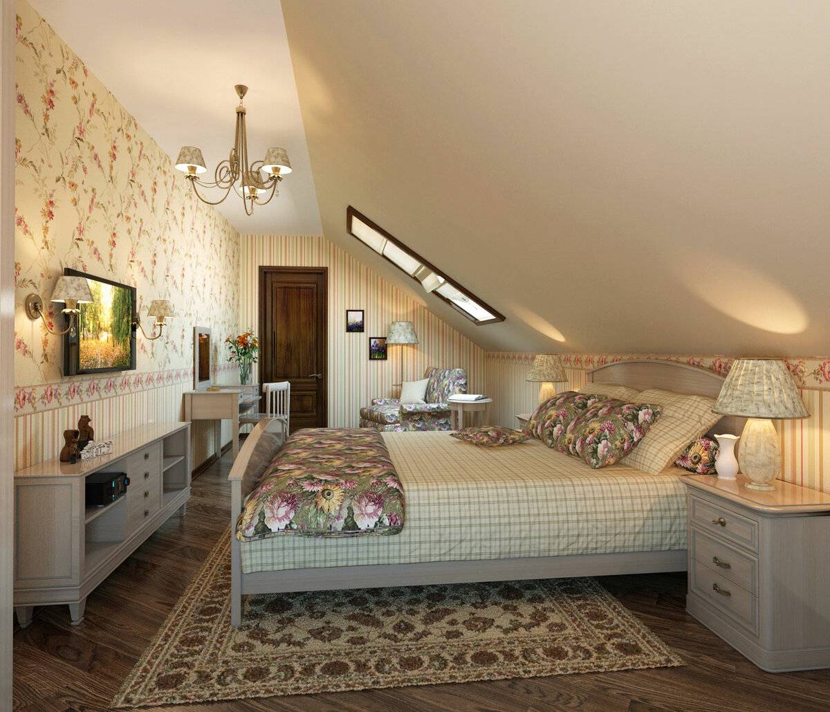 Дизайн Спальни Со Скошенным Потолком
