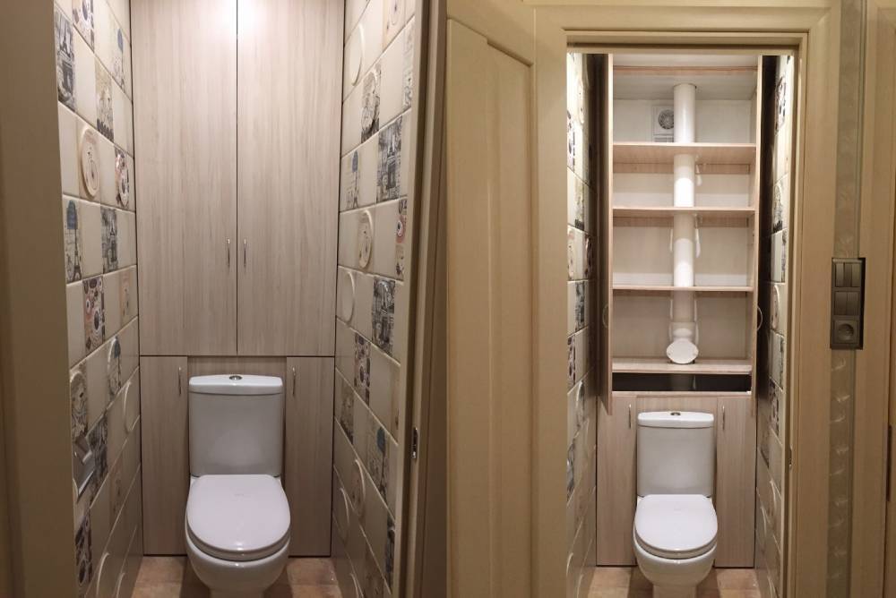 Шкафчик в туалет за или над унитазом: навесной, встроенный, своими руками