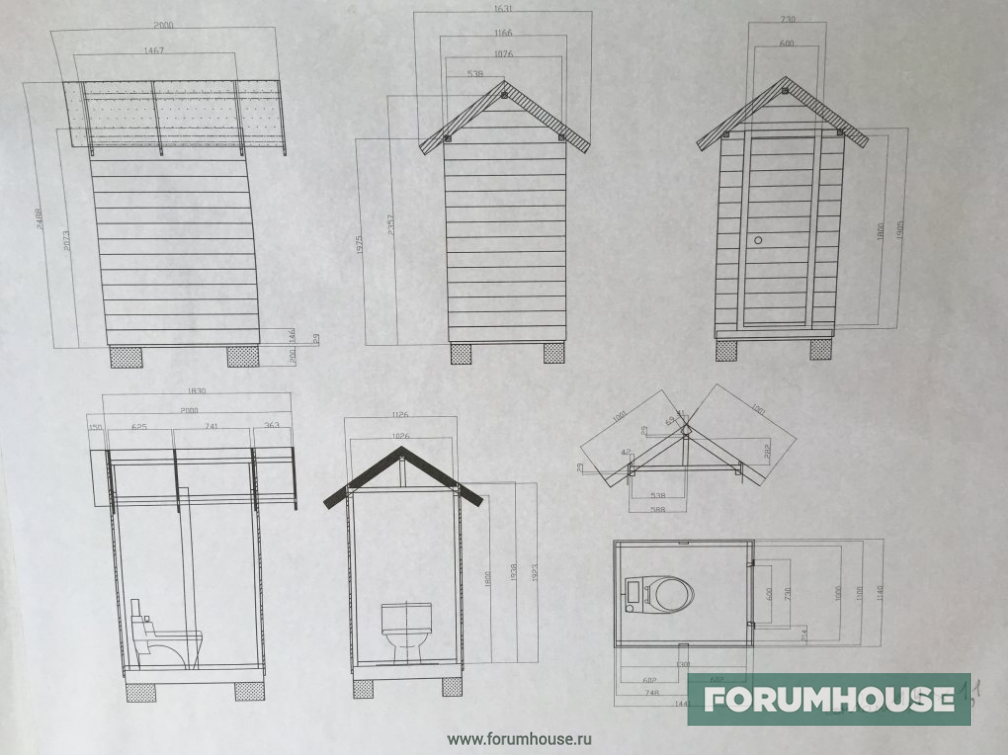 Дачный туалет домиком чертежи из дерева с размерами своими руками