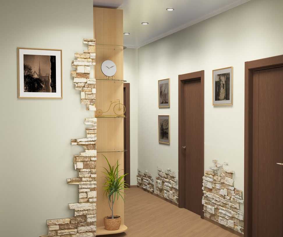 Декоративный искусственный камень для внутренней отделки в коридоре и прихожей
 - 52 фото