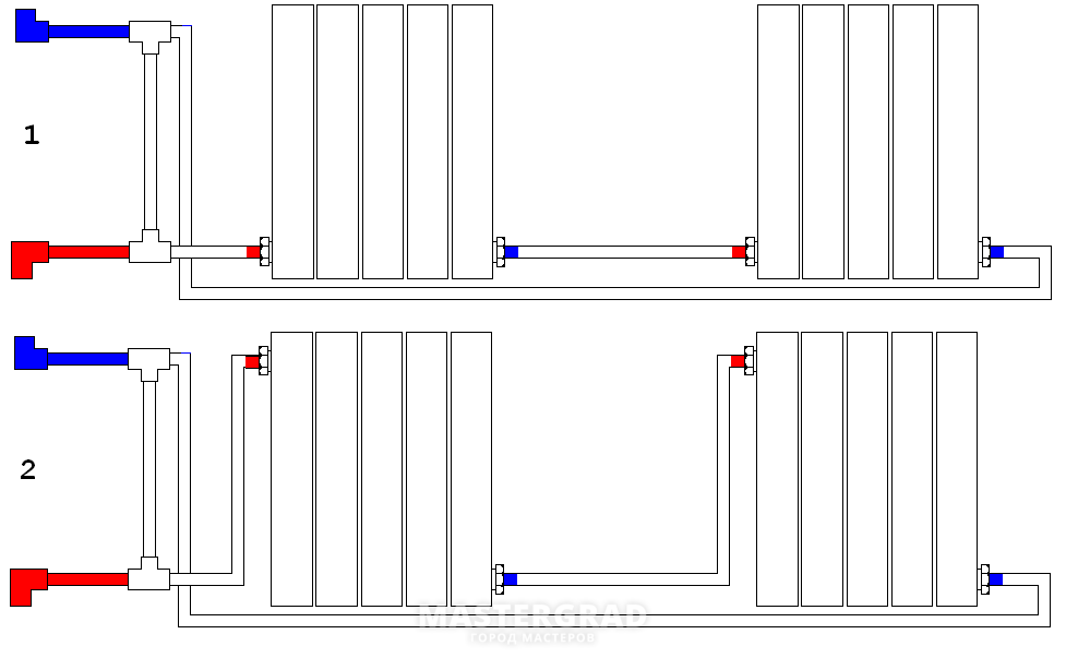 Соединение радиаторов. Схема подключения батарей отопления последовательно. Схема подключения двух радиаторов отопления. Схема подключения 2 радиаторов отопления. Схема параллельного соединения батарей отопления.