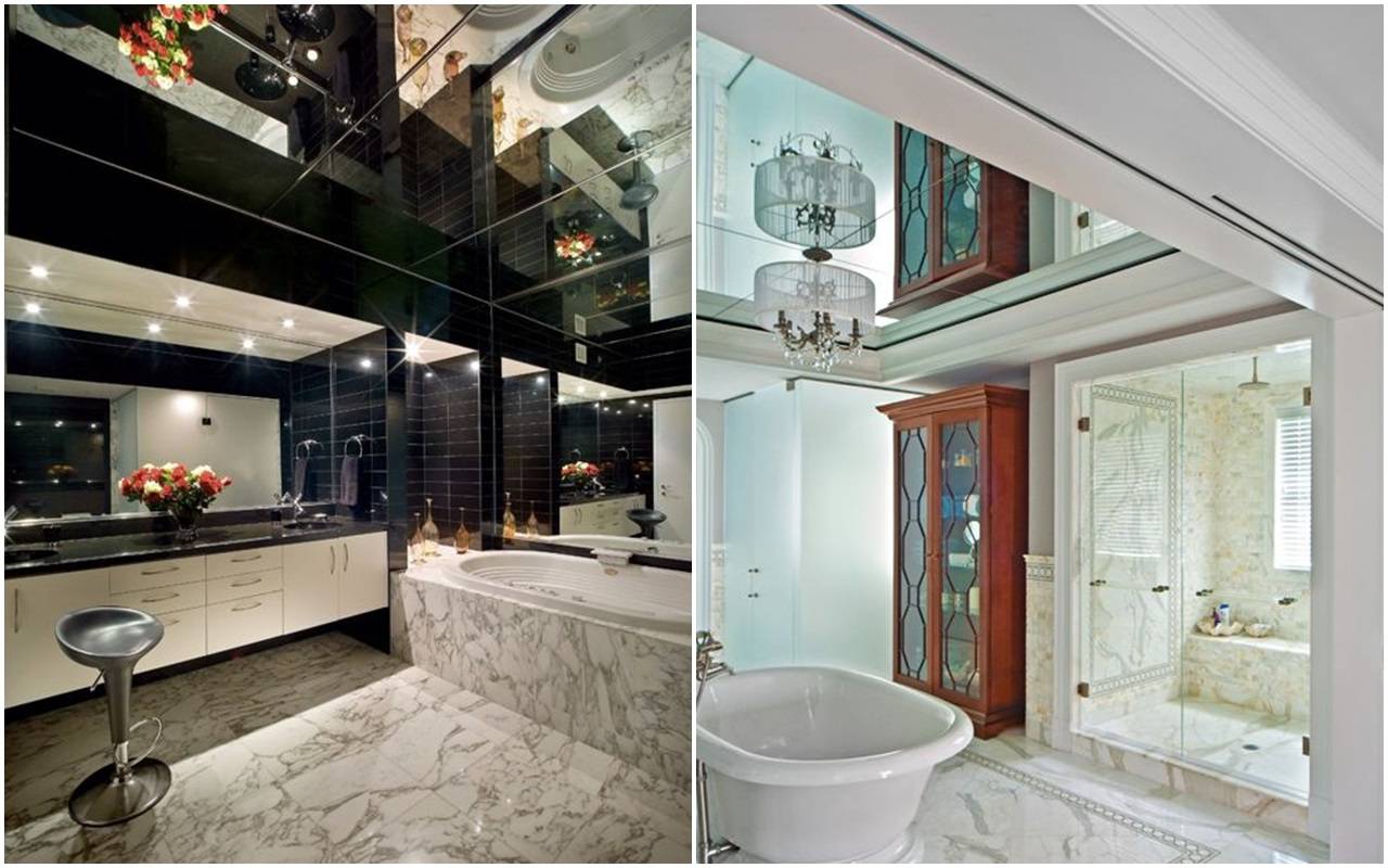 Потолок в ванной зеркальный: фото комнаты, отзывы о сатинированном, видео
элегантный зеркальный потолок в ванной: 6 достоинств – дизайн интерьера и ремонт квартиры своими руками