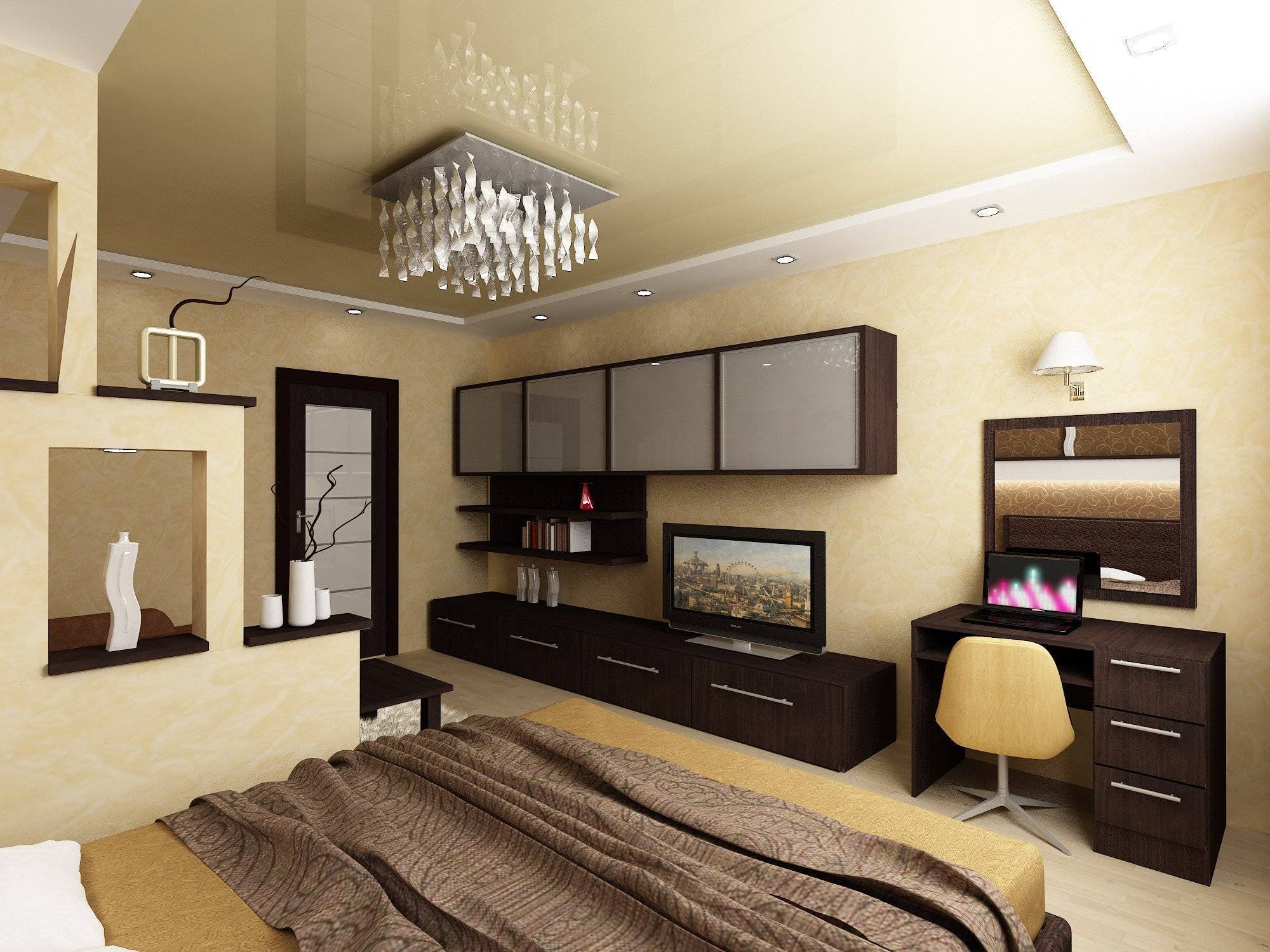 Спальня-гостиная 17 кв. м: зонирование комнаты, дизайн, фото интерьера, планировка