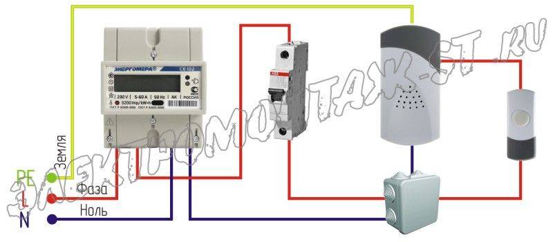 Схема подключения эл звонка в квартире