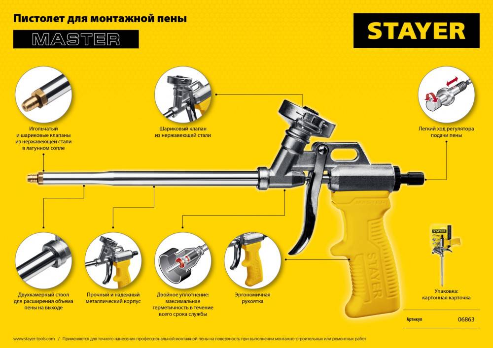 Изучаем особенности использования, порядок очистки и лучшие модели пистолетов для монтажной пены