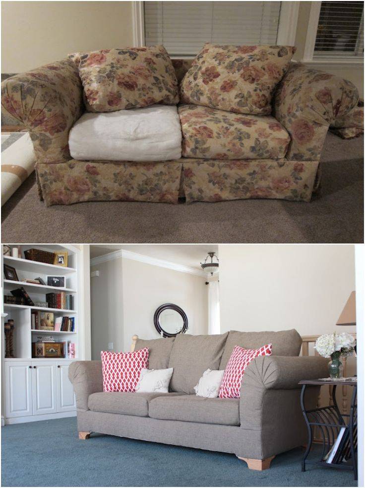 Как очень быстро замаскировать старый диван, если гости на пороге?