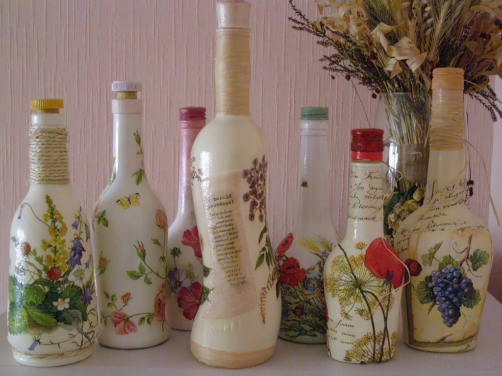 Декупаж: творческие идеи для вашего дома. бутылка салфетками, шкатулка фото