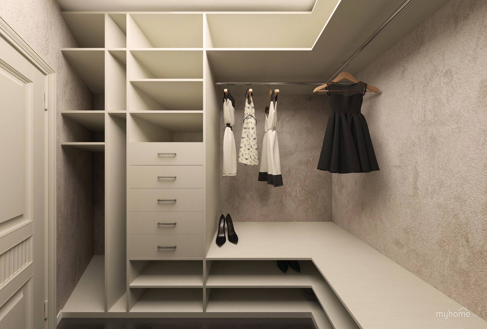 гардеробная комната планировка с размерами 2х1