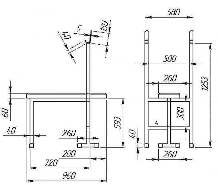Чертеж для скамьи для жима лежа