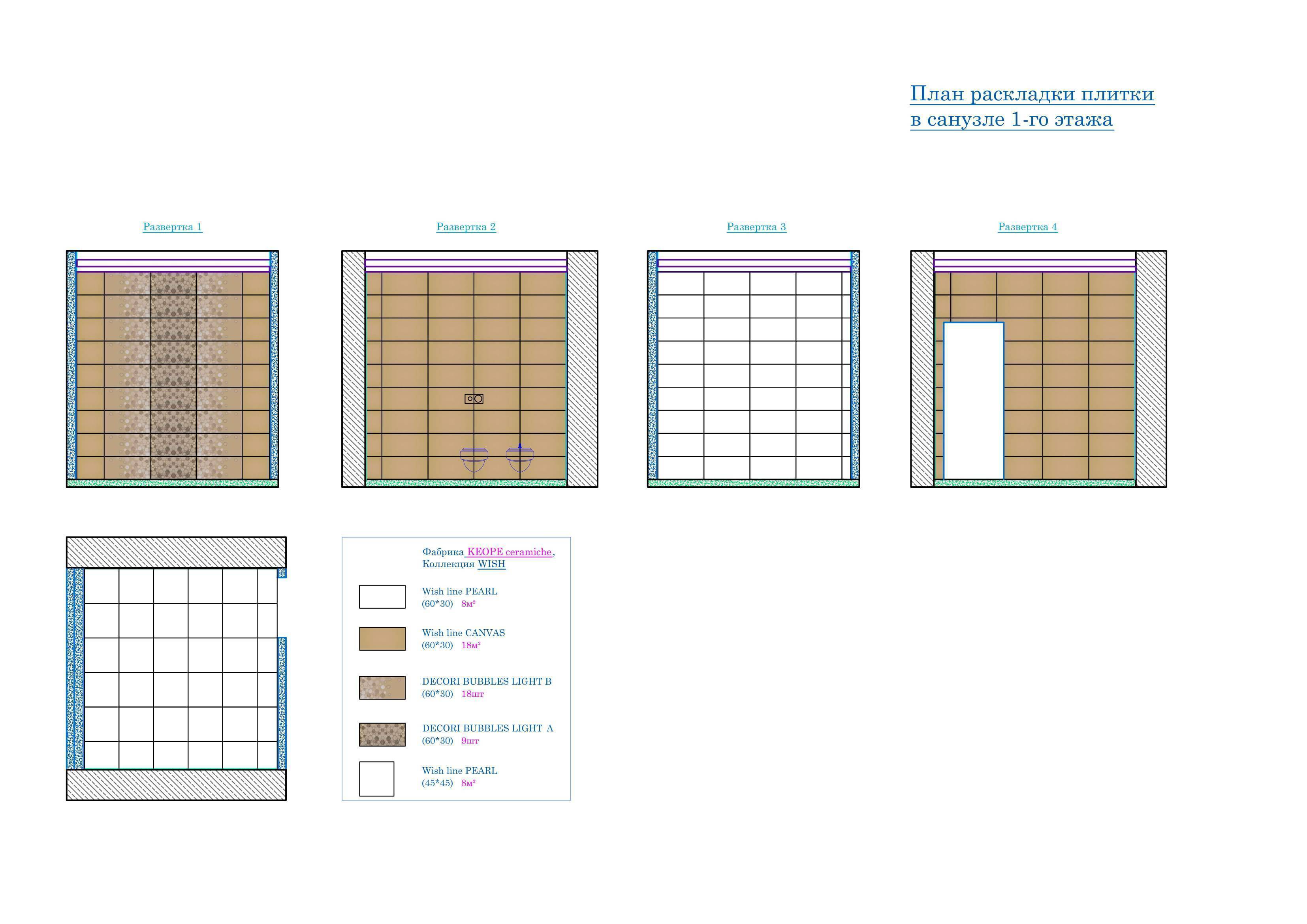 План раскладки плитки в ванной