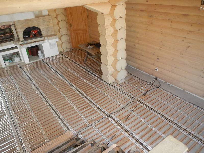 Теплый пол в банях: электрический и водяной под плитку, как правильно сделать в деревянной бане, обогрев на фото и видео