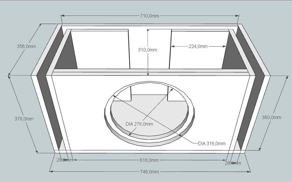 Чертеж короба для сабвуфера