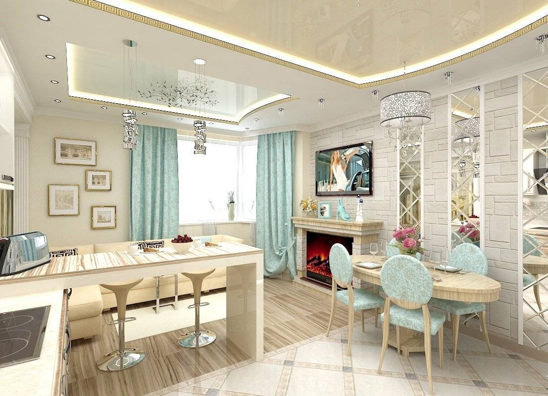 Дизайн кухни гостиной в частном доме фото 30 кв м с зонированием классическом стиле