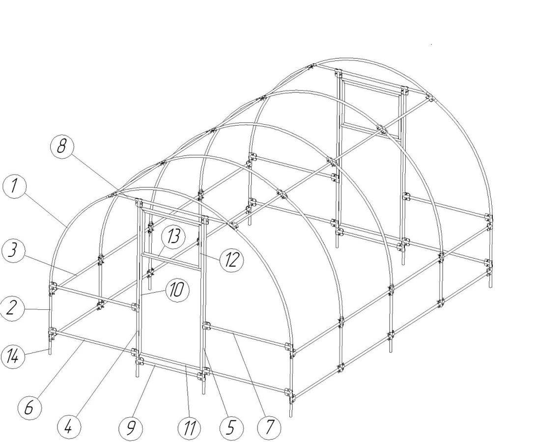 Схема сборки теплицы весна xl
