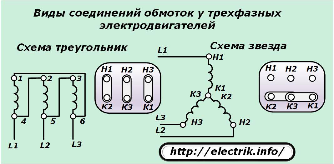 Схема подключения электродвигателя треугольником на 220