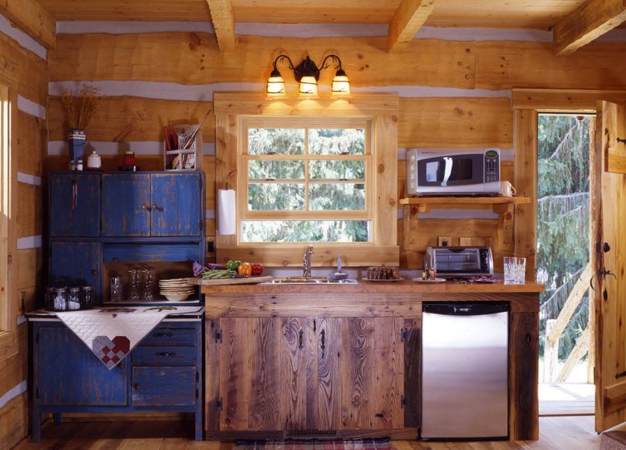 Кухня на даче в деревянном доме фото