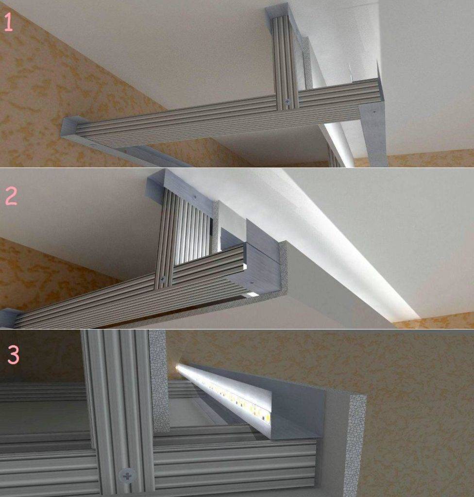 Многоуровневый потолок из гипсокартона с подсветкой (9 фото)