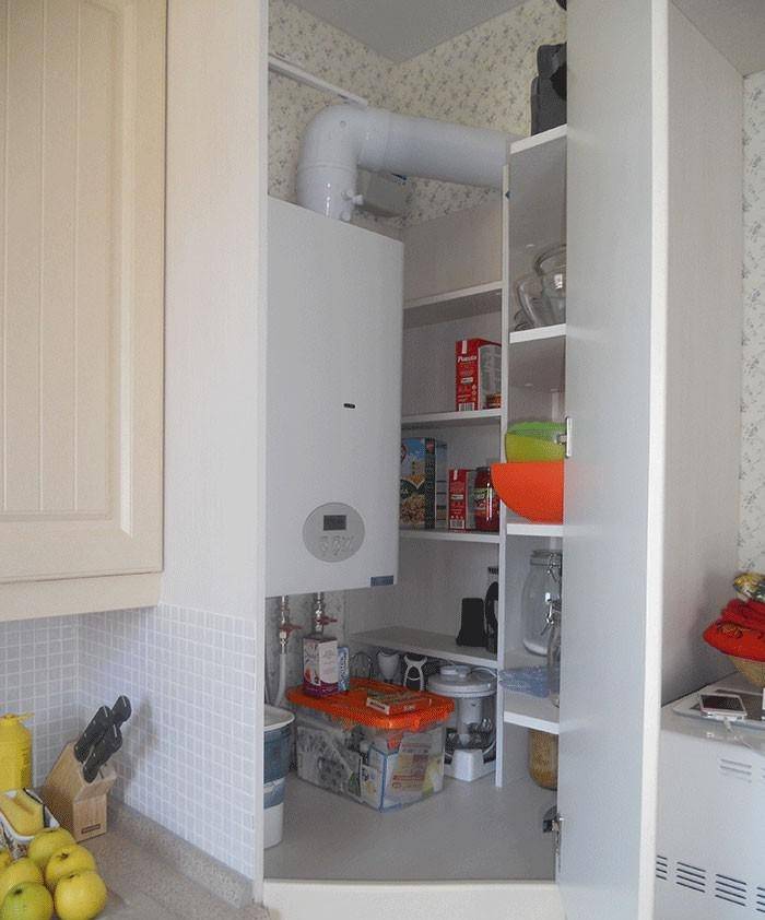 Интерьер кухни с газовым котлом на стене фото