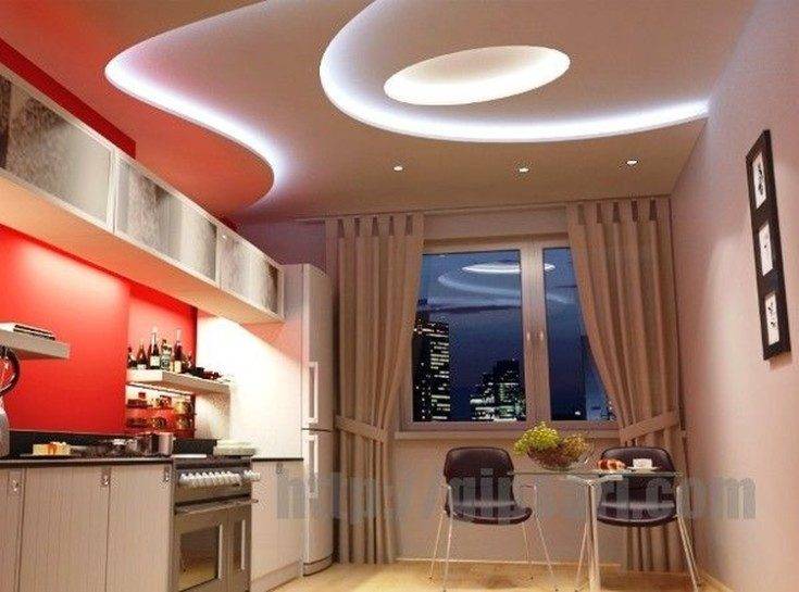 Дизайн и отделка потолка из гипсокартона на кухне: нюансы и идеи