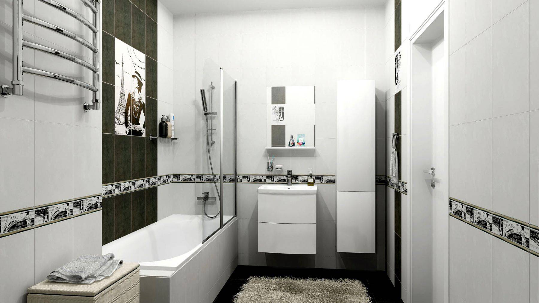 выбрать плитку для ванной комнаты дизайн маленькой площади как
