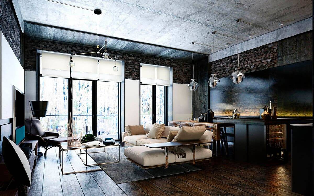 Дизайн интерьера квартиры в стиле лофт — 100 фото идей