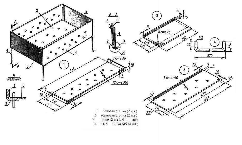 Размеры мангала для шашлыка своими руками из металла чертежи и размеры
