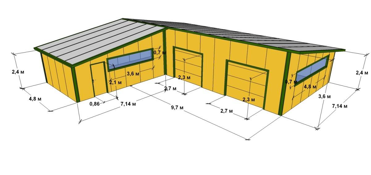 Проект гаража 7х8 из сэндвич панелей