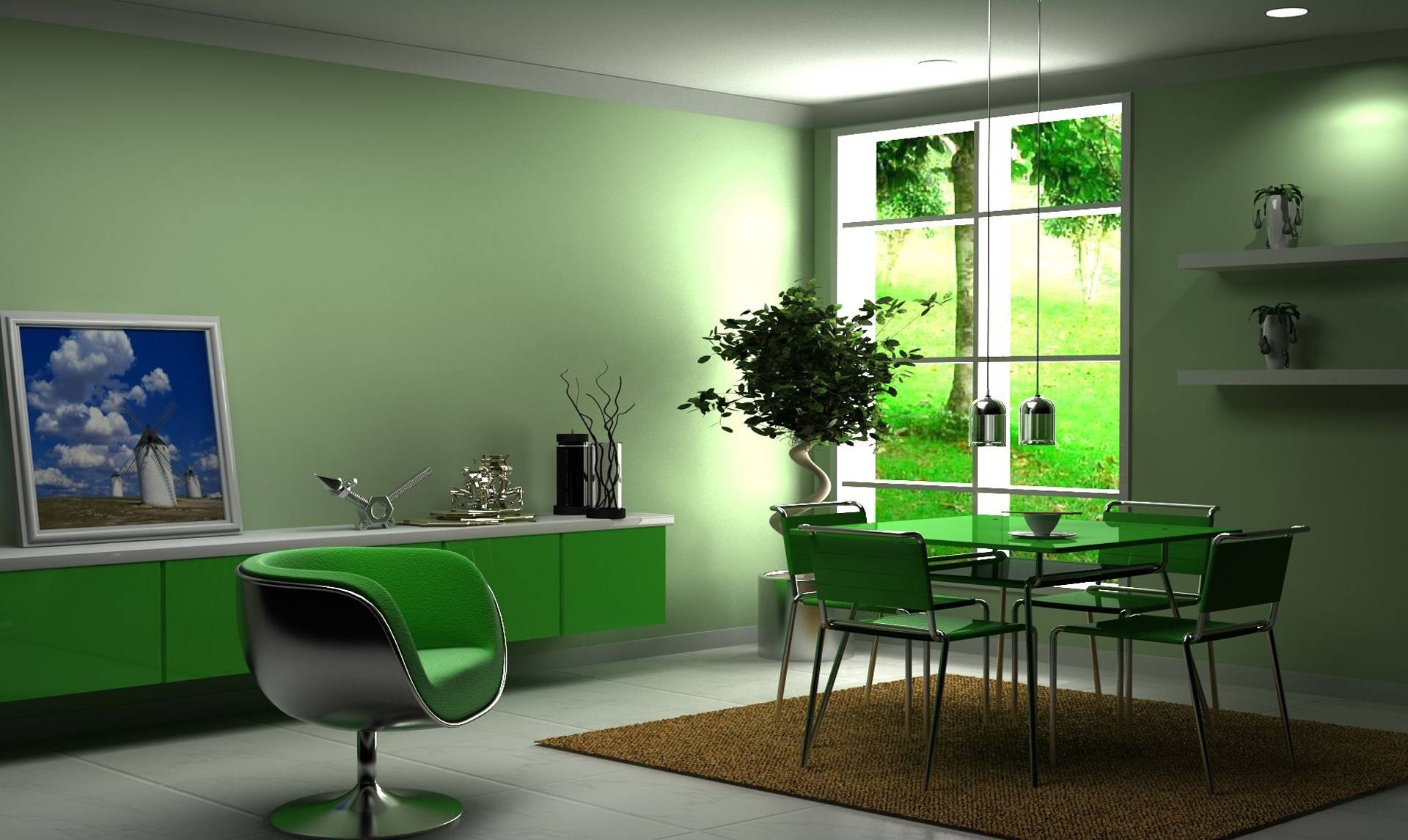 Зеленый цвет в интерьере: 50 фото, сочетания и модные оттенки