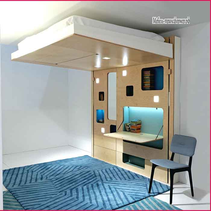 Кровать под потолком: модели, материалы, расположение