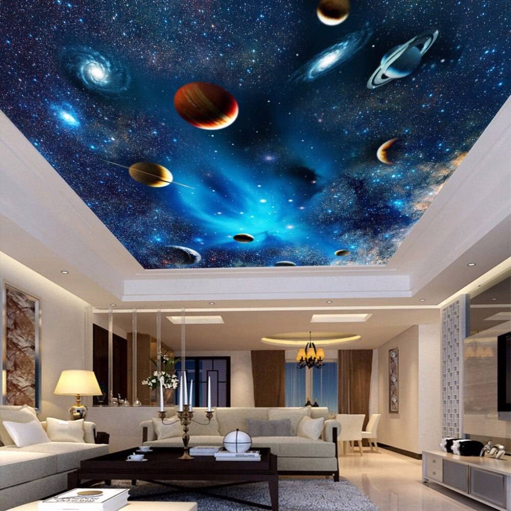 Обои на потолок звездное небо - светящиеся и фосфорные обои с облаками, фото и видео примеры