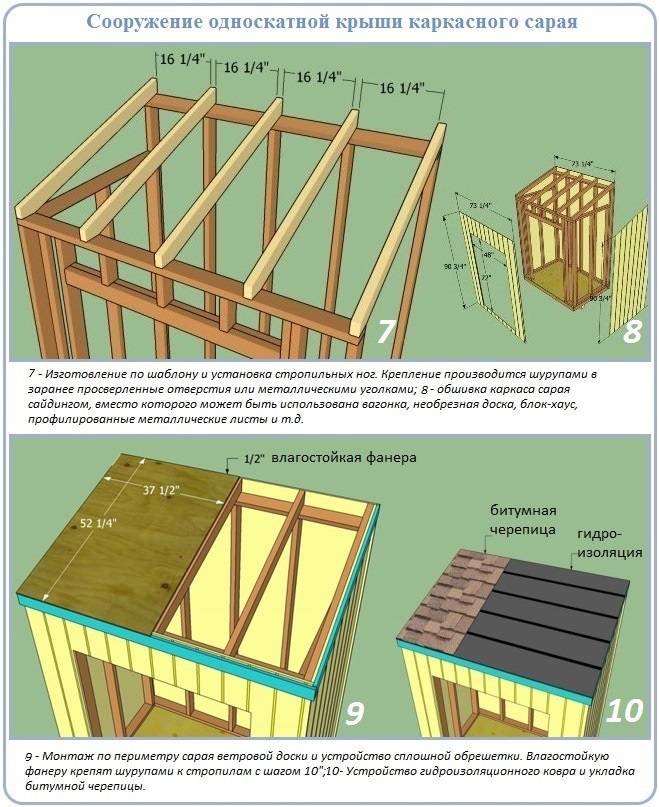 Как сделать односкатную крышу на сарае