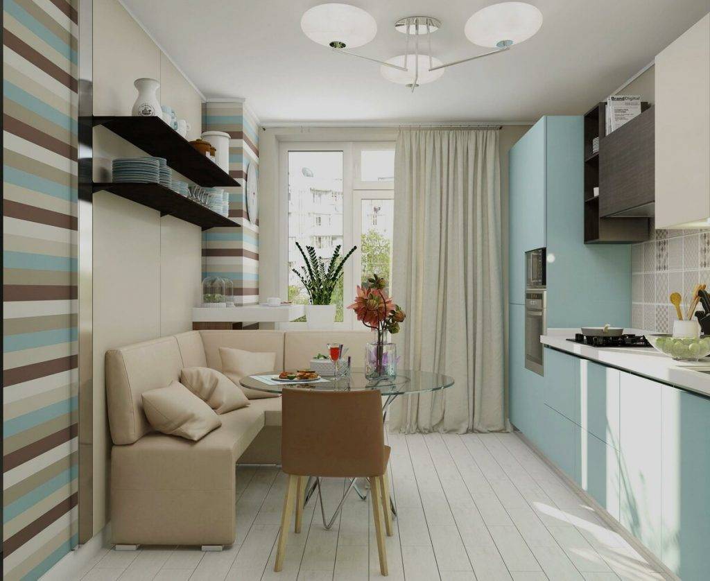 Дизайн кухни 11 кв м с диваном и балконом
 - 29 фото