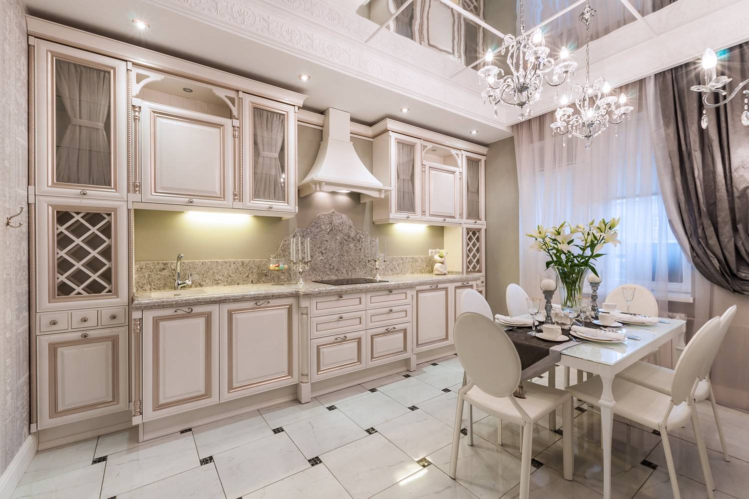 Классическая белая кухня: 90 фото кухонь белого цвета в стиле классика и неоклассика