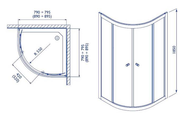 Душевая кабина с размерами чертеж