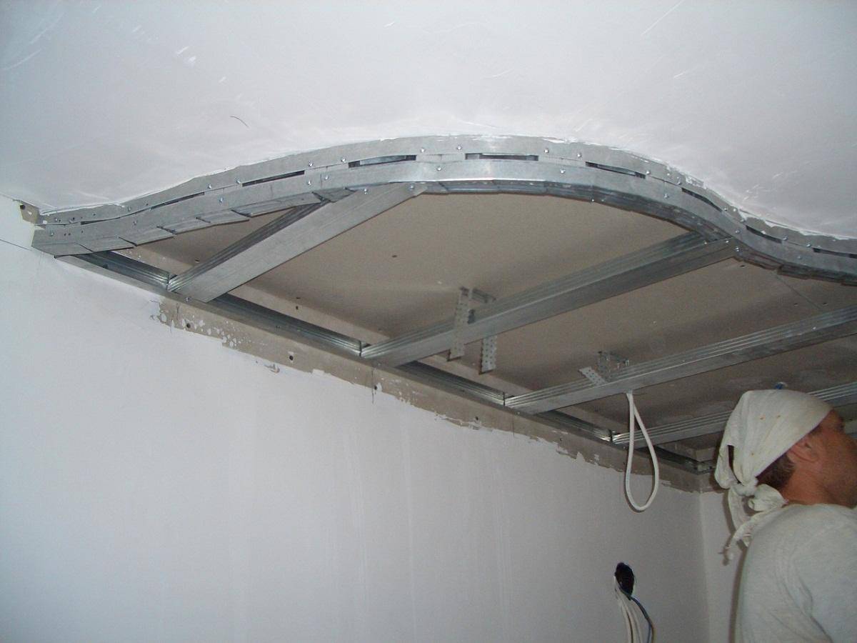 Каркас для гипсокартона на потолок - конструкция и монтаж