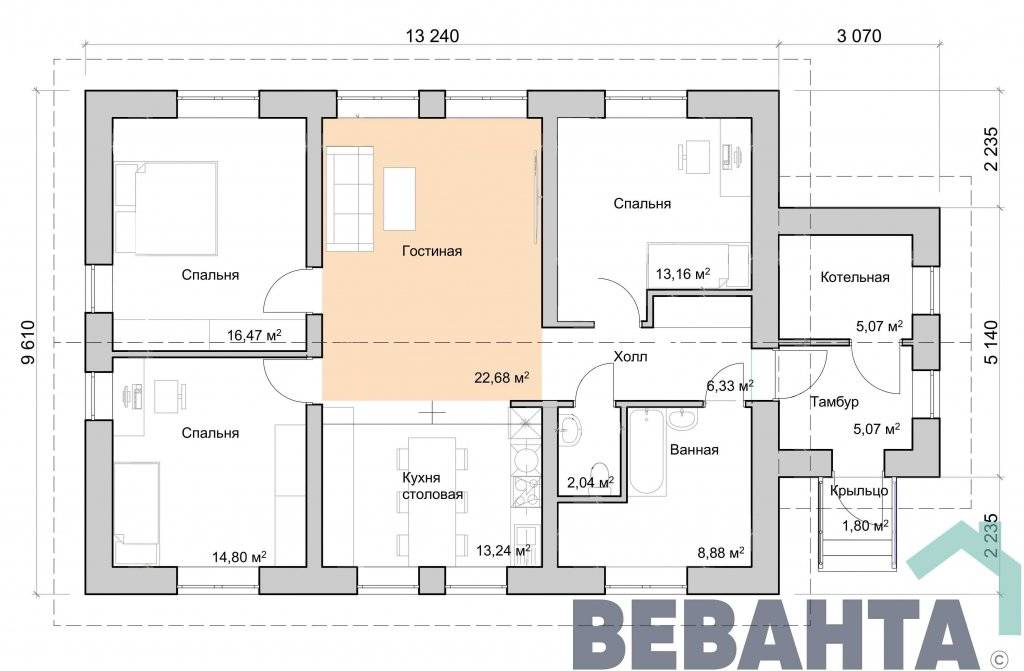 Проект одноэтажного дома с тремя спальнями — лучшие идеи, варианты архитектуры и особенности дизайна