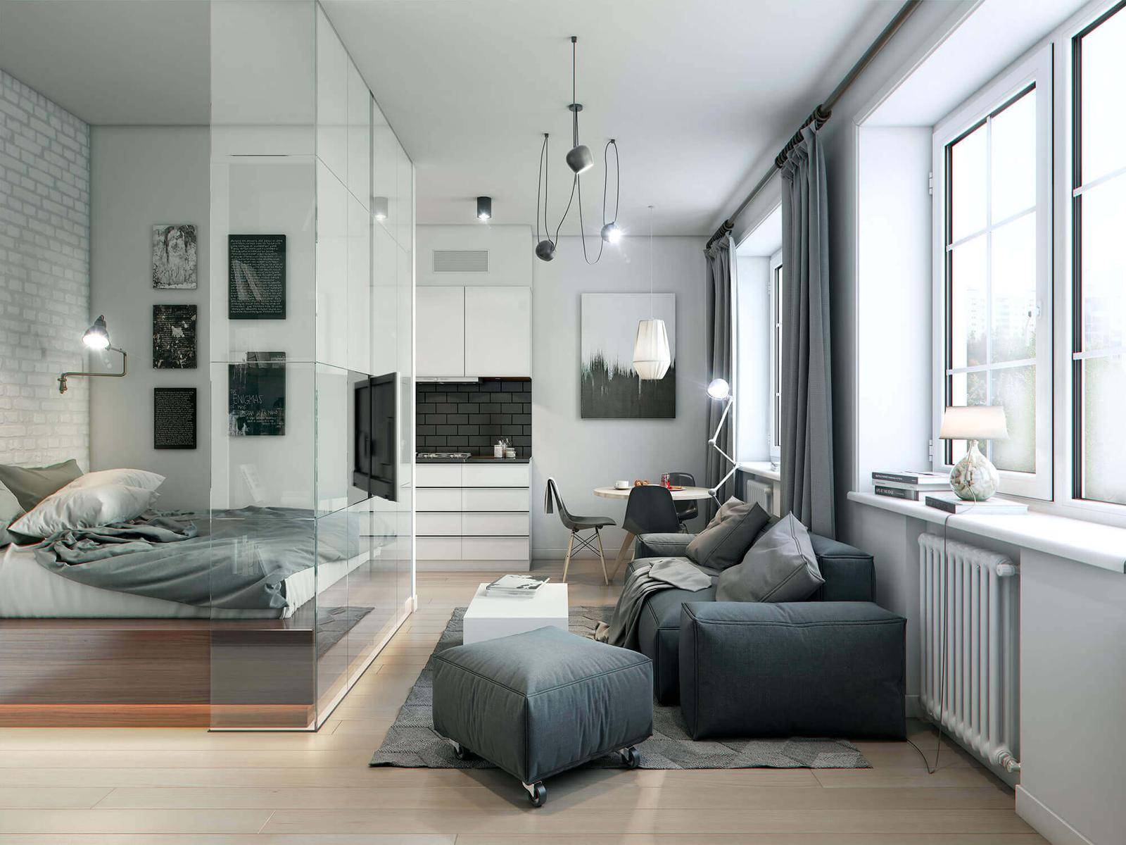 Дизайн однокомнатной квартиры: 81 фото идея дизайна интерьера