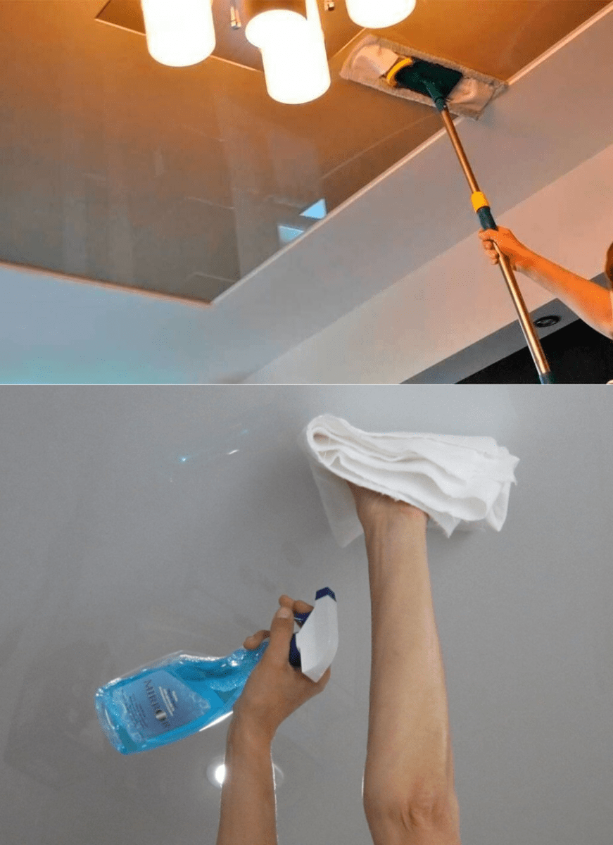 Чем и как мыть натяжные сатиновые потолки?