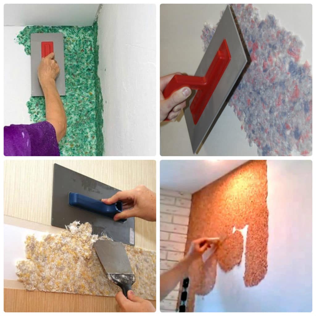 Как наносить жидкие обои на стену и потолок: видео и фото монтажа своими руками