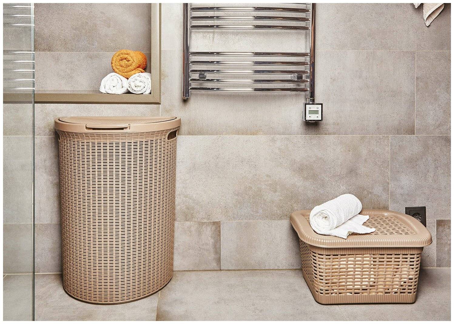 Корзины для белья для ванной комнаты: виды, хранение грязного белья, своими руками