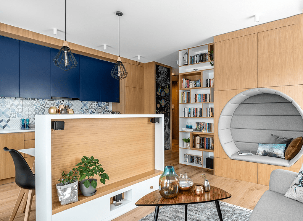 Кухня-гостиная 50-60 кв. м.: дизайн интерьера, 55 фото интерьеров