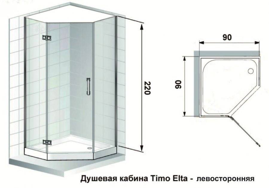 Размеры душевых кабинок: стандартные размеры, размеры угловых душевых кабин