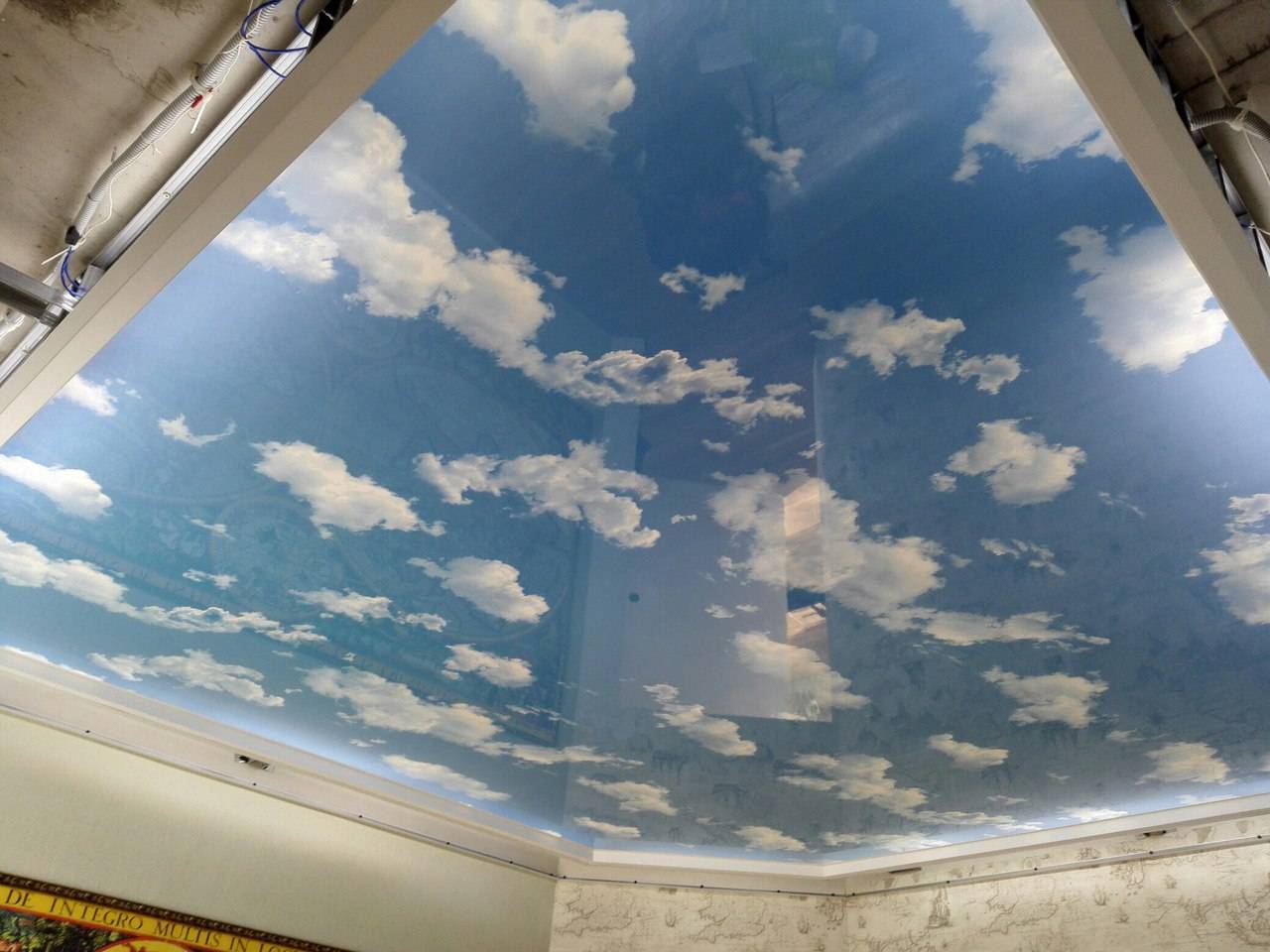 Потолки небо с облаками: фотопечать, подсветка, фото