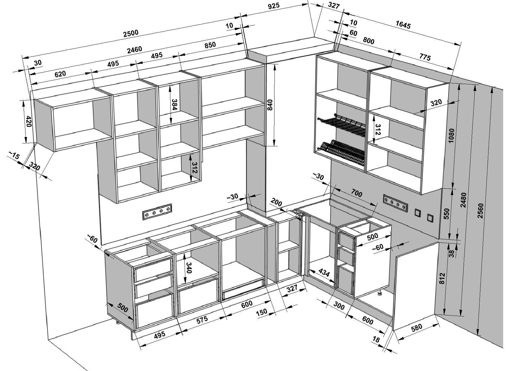 Деталировка кухонных шкафов